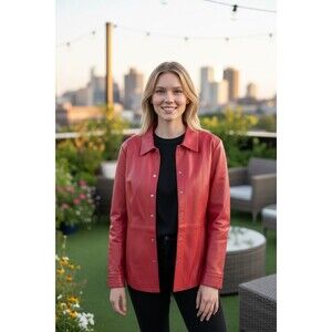 Co & Eddy Women’s Leather Shirt Coat Size 12 Leather Jacket